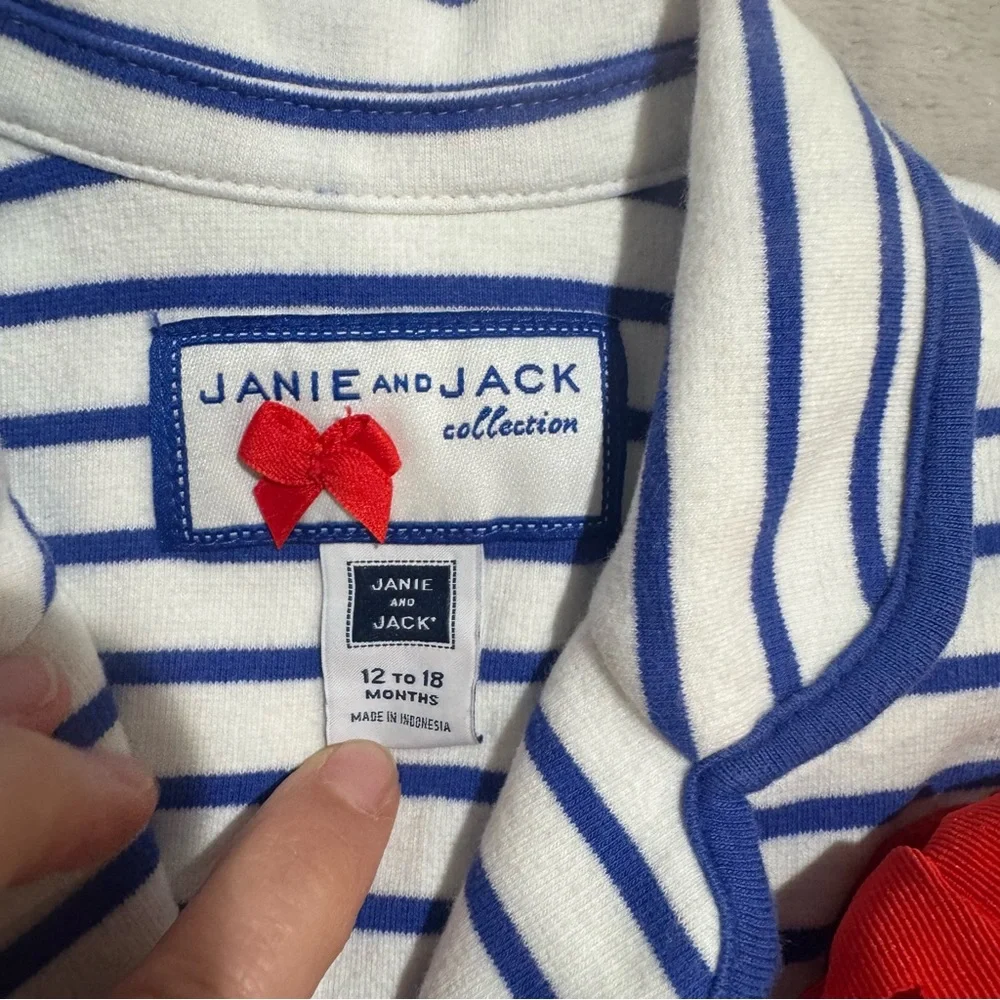 Janie & jack toddler girl blazer size 12-18 months striped red bow